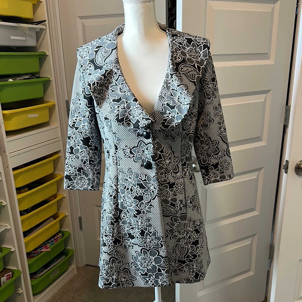Peter Nygard Black and White Floral Jacket